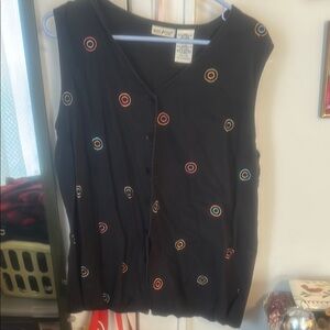 White Stag Black Buttoned Tie Front Blouse